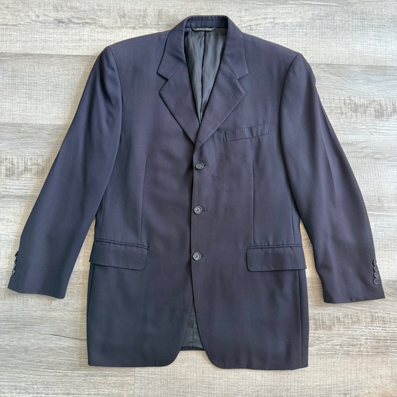 VINTAGE Canali 3 Button 100% Wool Navy Blue Blazer (size 40R) - Picture 1 of 13